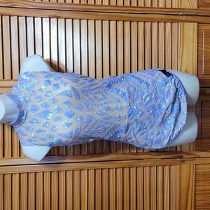 Purple Lilac Disco Costume Theme Party Dance Stage Bodysuit sz Large